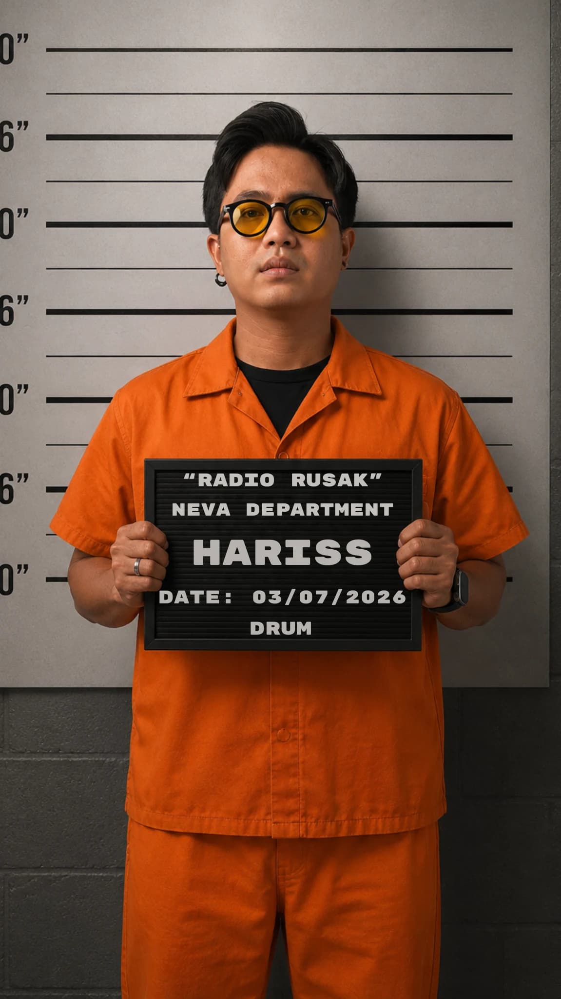 Drummer NEVA melihat ke atas